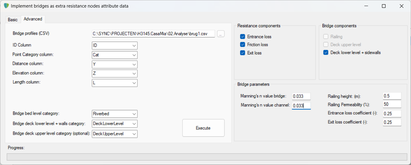 Parameters berekenen voor Extra Resistance Nodes in HydroToolbox.